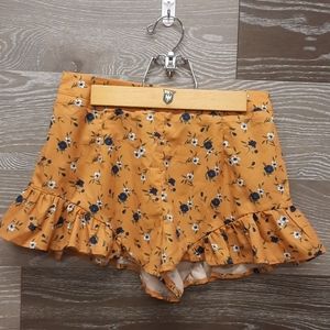 Unbranded high waist silky ruffle shorts yellow blue